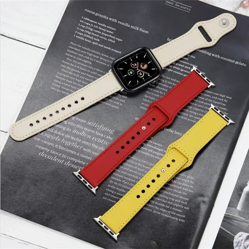 Leather band For Apple Watch 10 band 46mm 42mm 44mm 45mm 49mm 41mm 40mm correa band Apple Watch Series 8 9 3 4 5 6 SE 7 Ultra 2