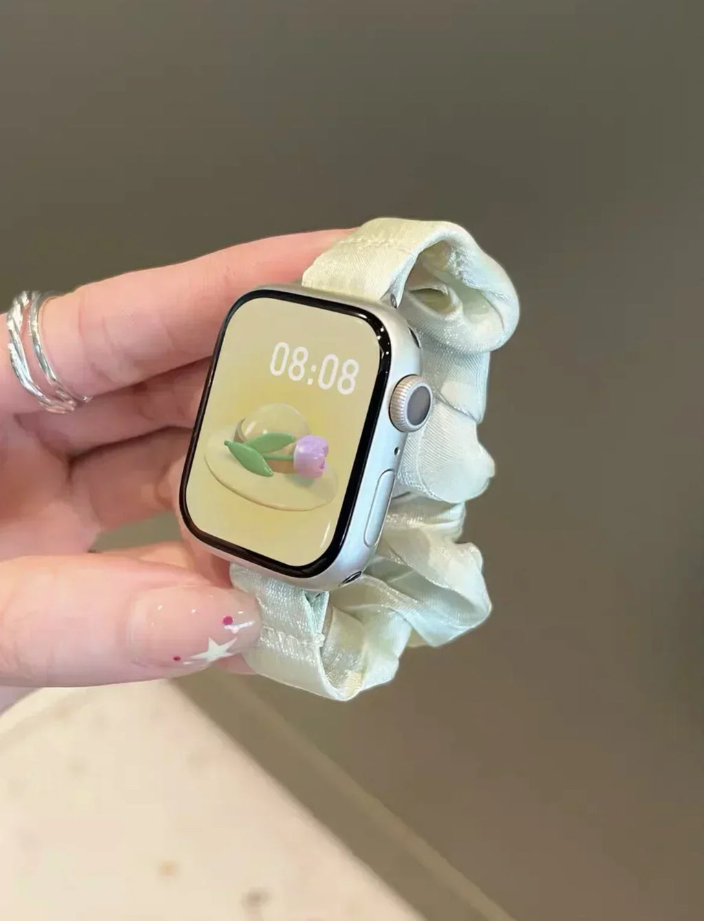 Compatible for Apple Watch band Scrunchie 38mm 40mm 41mm 42mm 44mm 45mm Cute Elastic Solo Loop band Women band