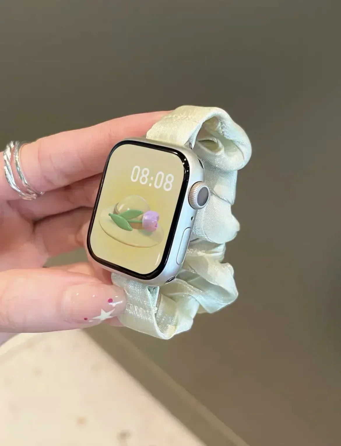 Compatible for Apple Watch band Scrunchie 38mm 40mm 41mm 42mm 44mm 45mm Cute Elastic Solo Loop band Women band