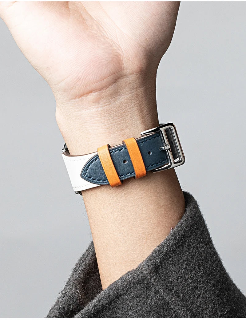 Leather Watch band for Apple Watch band 46mm 44mm 49mm 45mm 42mm 40mm 38mm 41mm band Apple Watch Series 10 Ultra 9 8 7 6 5 4 3 SE