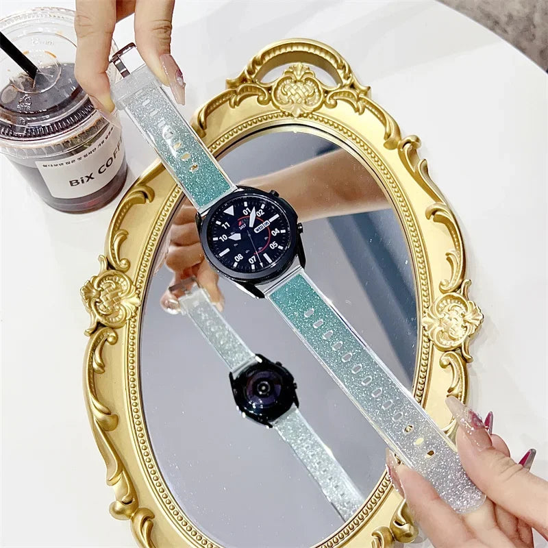 20mm/22mm strap For Samsung Galaxy watch 7-5-pro-6-4-classic 40mm 44mm Bling Transparent bracelet Huawei GT 4/3/2/2e/pro band