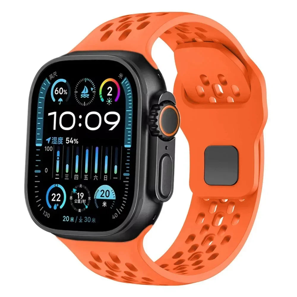Sport Silicone band for Apple Watch Ultra 2 1 10 42mm 46mm 49mm Soft Breathable band Wristband Apple Watch Series 9 8 7 6 5 4 SE Band
