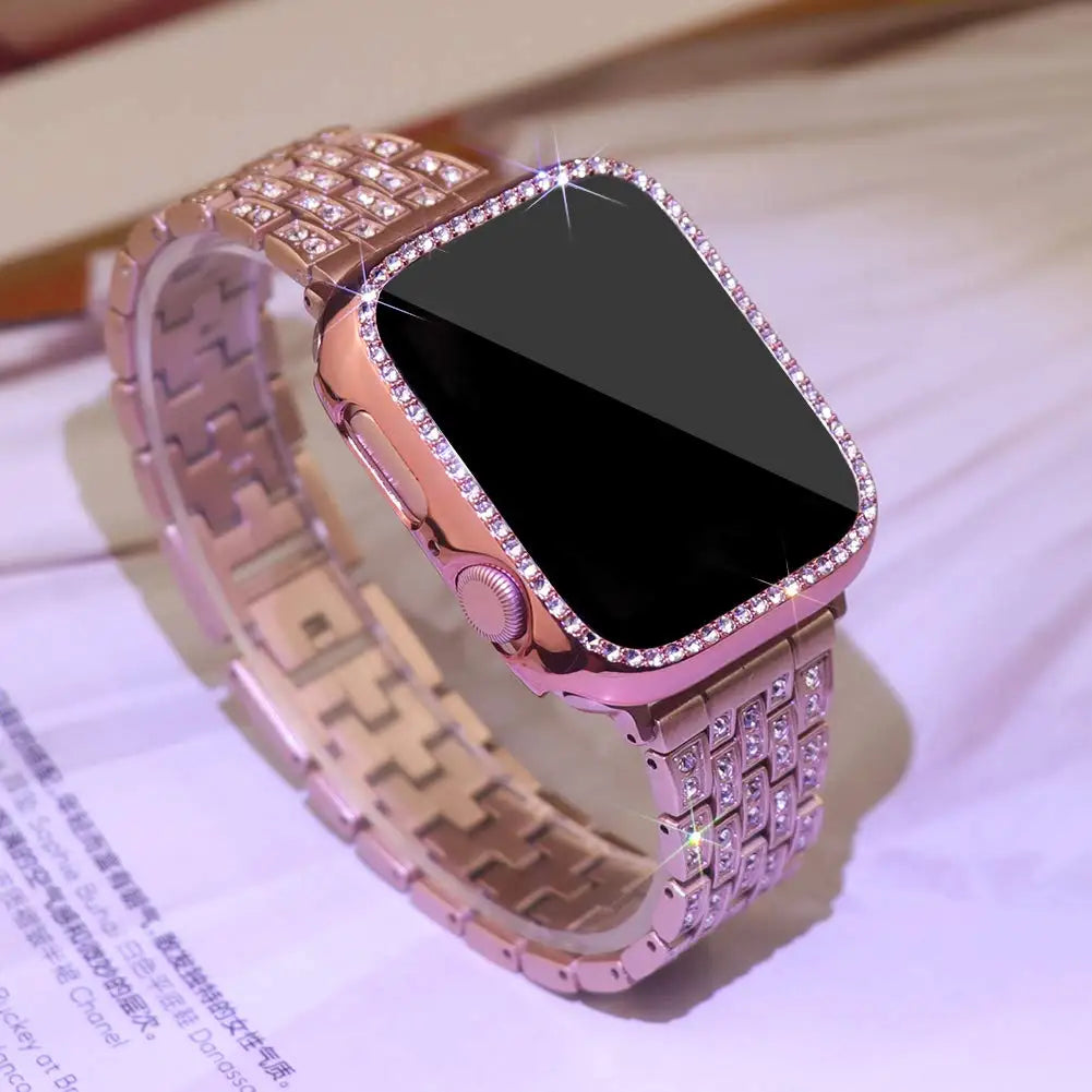 Diamond Band+cover for Apple Watch case Series 10 42mm 46mm 41mm 45mm band+Screen Protector+Bumper Apple Watch 9 8 7 6 5 4 40mm 44mm