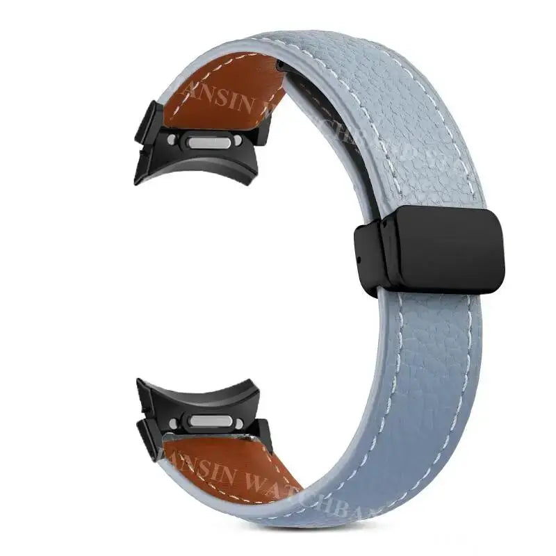 No Gaps Leather Band For Samsuang Galaxy Watch 7 6 5 4 40 44mm 5Pro Magnetic Buckle Strap Galaxy Watch 4 6 Classic 43 4742 46mm