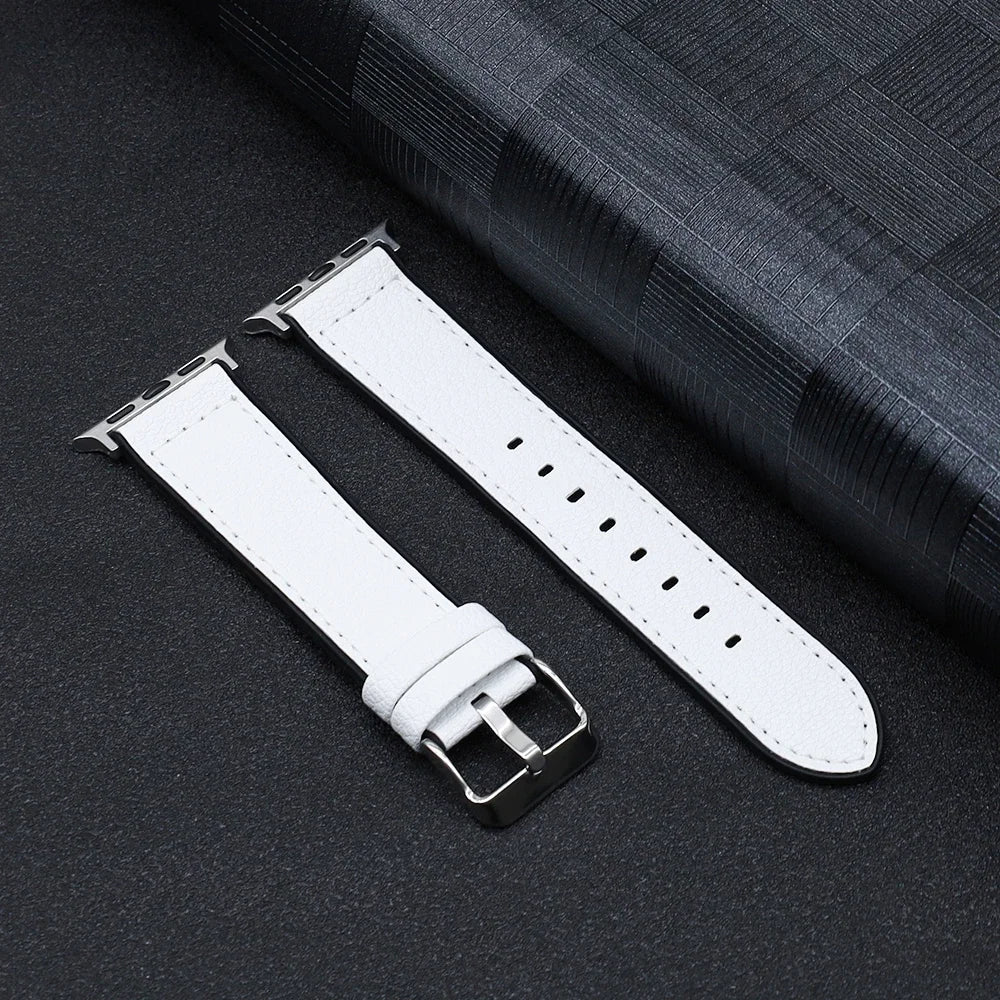PU Leather band for Apple Watch band 45mm 44mm 40mm 42mm 46mm 41mm Ultra 49mm soft band for Apple Watch Series 10 9 8 7 6 5 SE 4