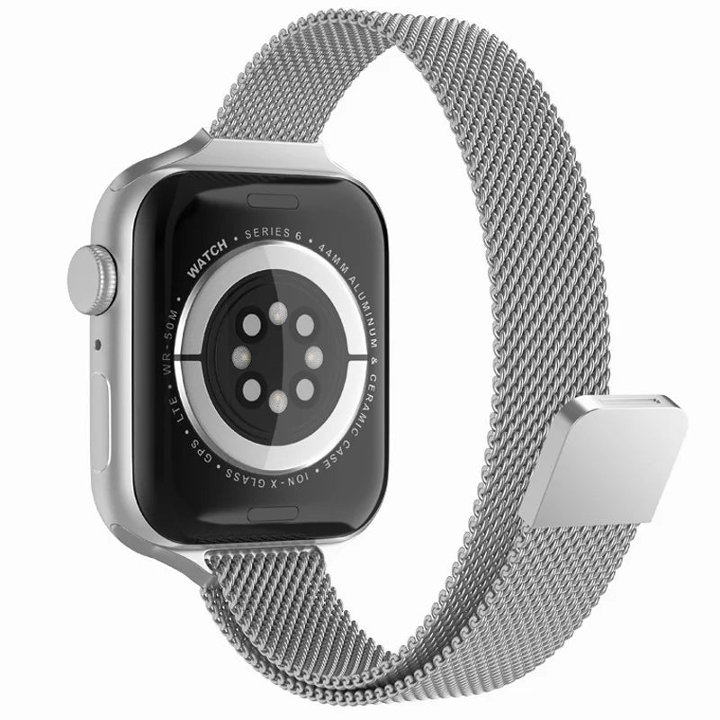 Magnetic Loop band For Apple Watch band 40mm 44mm 45mm 41mm 42mm 38mm Slim Stainless steel band Apple Watch Series 3 4 5 6 SE 7
