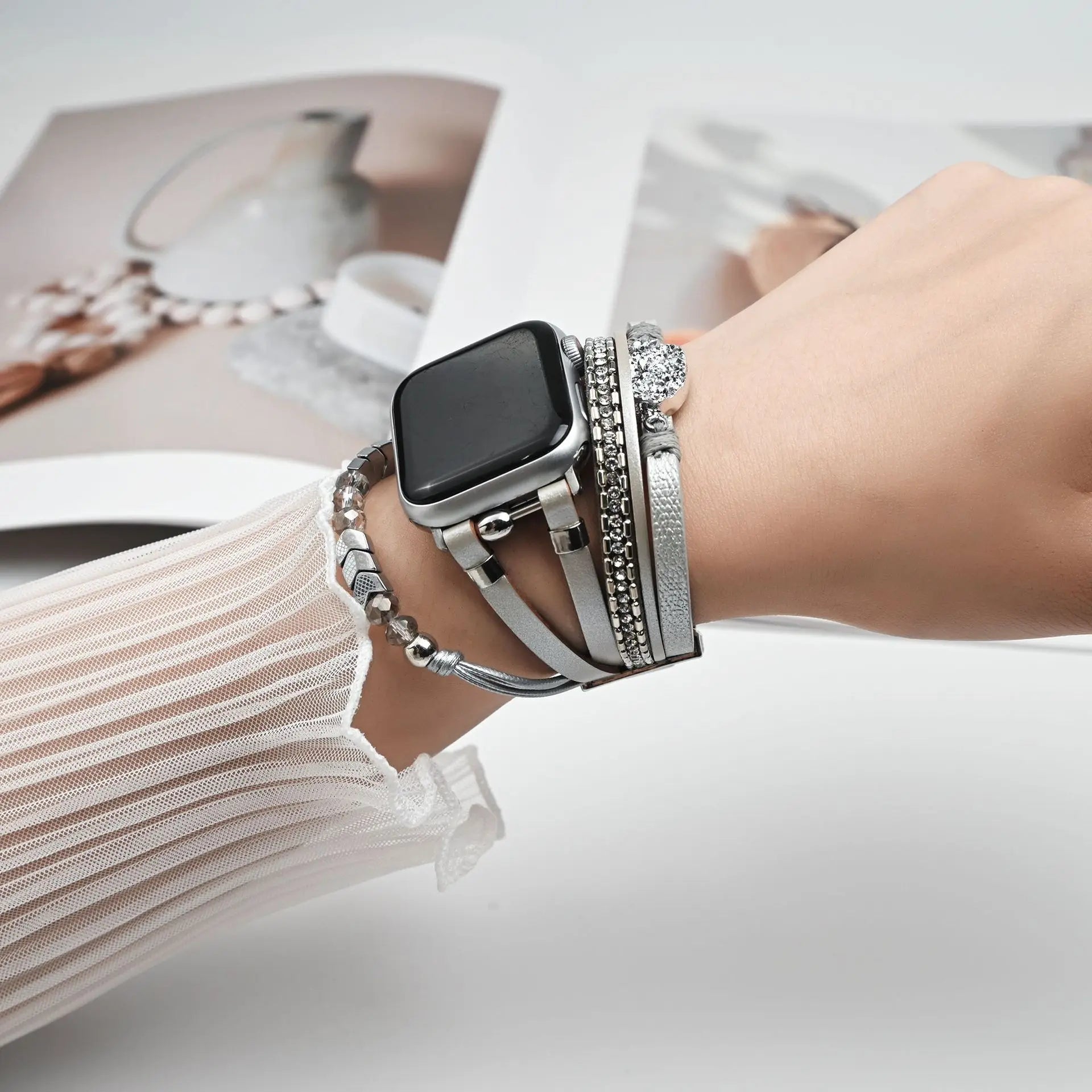 New Bilng metal leather band link For Apple Watch band Series 11 10 8 7 6 3 4 5 9 40mm 41mm 38mm 42mm 44mm 45mm 46mm band