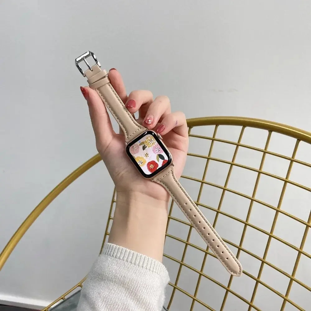 Slim leather band for Apple Watch band Ultra 2 49mm Series 10 7 8 9 41mm 45mm 38mm 42mm Wrist band Apple Watch SE 6 5 4 40mm 44mm m