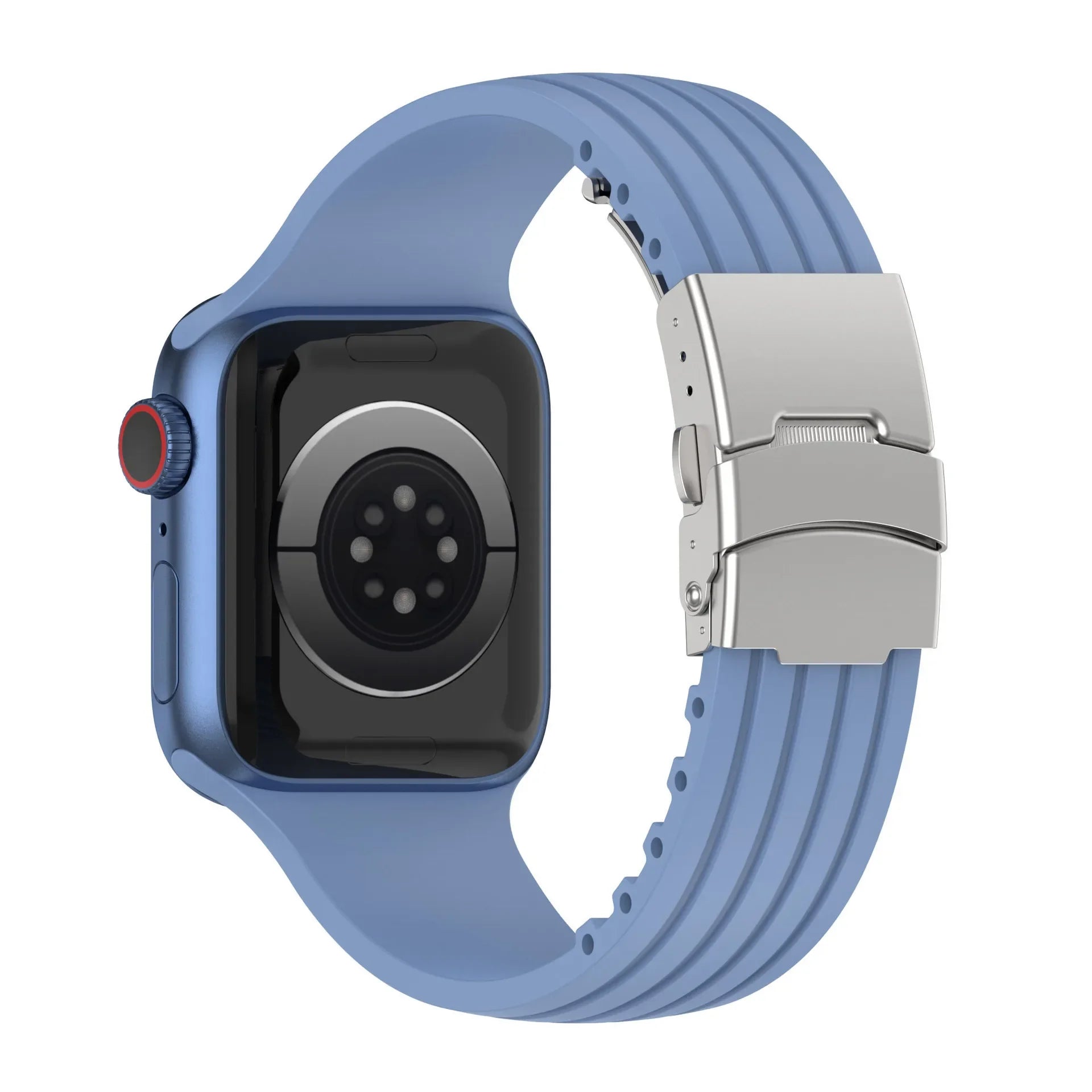 Soft Silicone band For Apple Watch band 44mm 40mm 49mm 42mm 41mm 45mm metal Sport Wristband for Apple Watch Ultra 9 8 7 6 5 4 3 SE