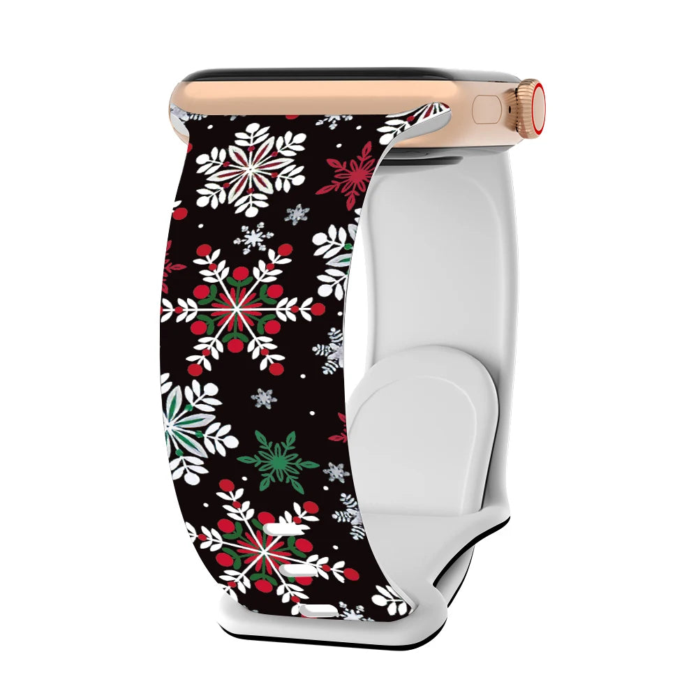 Silicone Christmas band for Apple Watch band 46mm 41mm 42mm 44mm 45mm 49mm Sport band for Apple Watch 11 10 9 8 7 6 5 SE Ultra 3