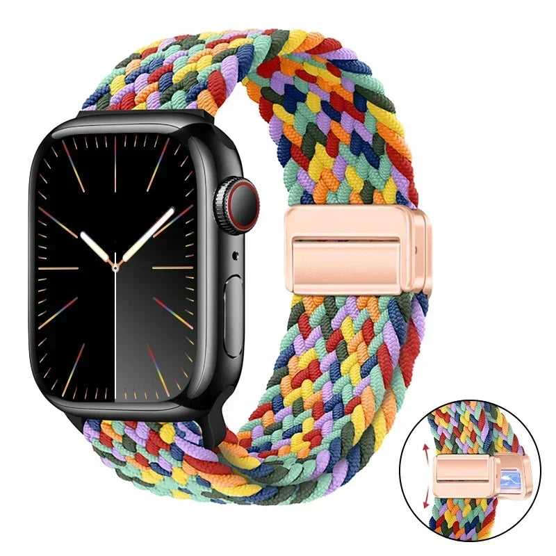 Magnetic Braided band For Apple Watch band 46mm 42mm 45mm 41mm 44mm 40mm Ultra 2 49mm Nylon band Apple Watch 10 9 8 7 6 5 4 SE