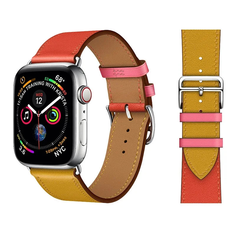Leather band For Apple Watch Ultra 2 49mm 9 8 7 45mm 41mm High quality business wristband For Apple Watch 6 5 4 3 SE 44mm 40mm 42mm