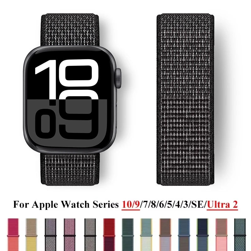 Nylon Loop For Apple Watch band 44mm 40mm 45mm 41mm 42mm 38mm 45mm sport band Apple Watch Series 9 8 7 SE 6 5 3 Ultra 2 49mm band