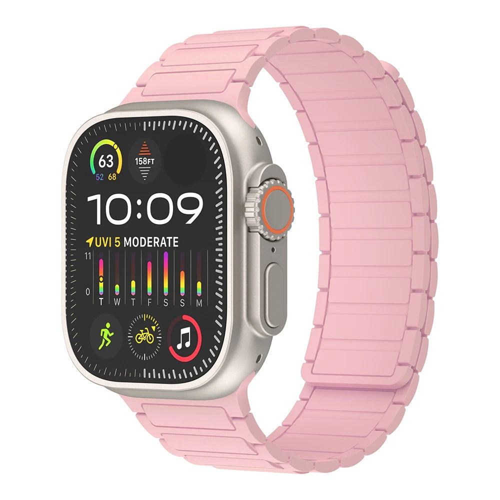 Silicone band for Apple Watch band Ultra 3 2 49mm 46mm 45mm 44mm 41mm 42mm Magnetic band for Apple Watch Series 11 10 9 8 7 6 SE 5