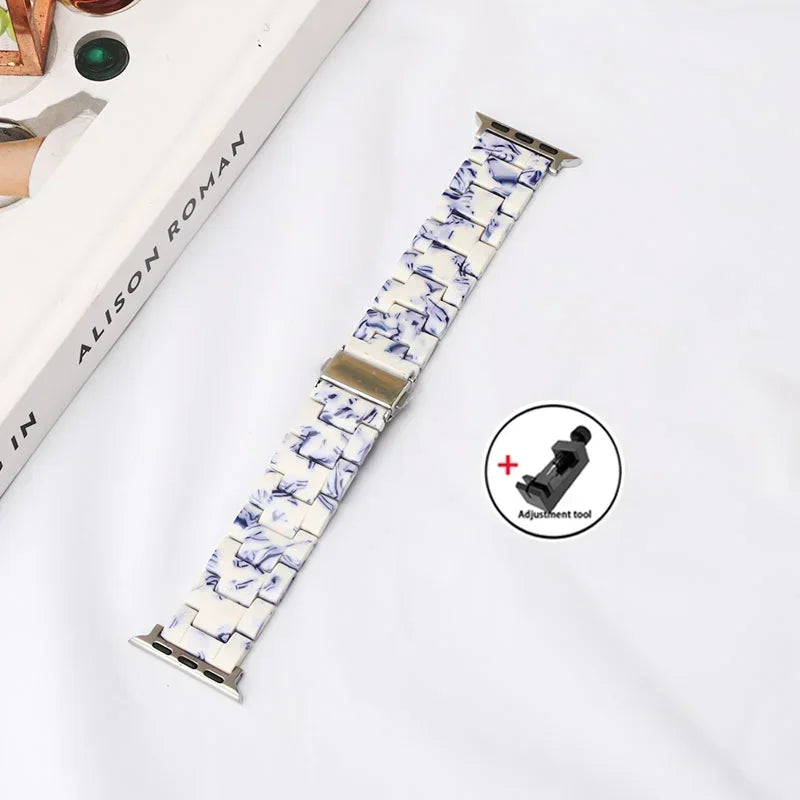 Luxury Resin band for Apple Watch Ultra 2 band 49mm 45mm 41mm 40mm 44mm 38mm 42mm Link band Apple Watch Series 9 7 8 6 SE 5 4 3