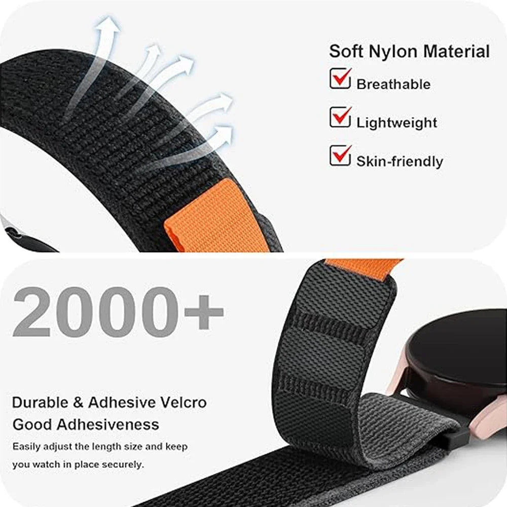 20mm 22mm Trail Nylon Strap for Huawei Watch 5/4/GT5/4 Pro 46mm Samsung Galaxy Watch 7 6 5 4 Sports Bracelet Amazfit Balance/GTR