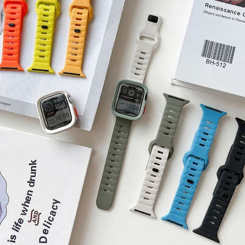 Candy Silicone Case+ band For Apple Watch Series 9 45mm band 8 7 42mm 41mm SE 6 5 4 3 2 1 44mm 40mm 38mm Apple Watch Ultra 2 49mm