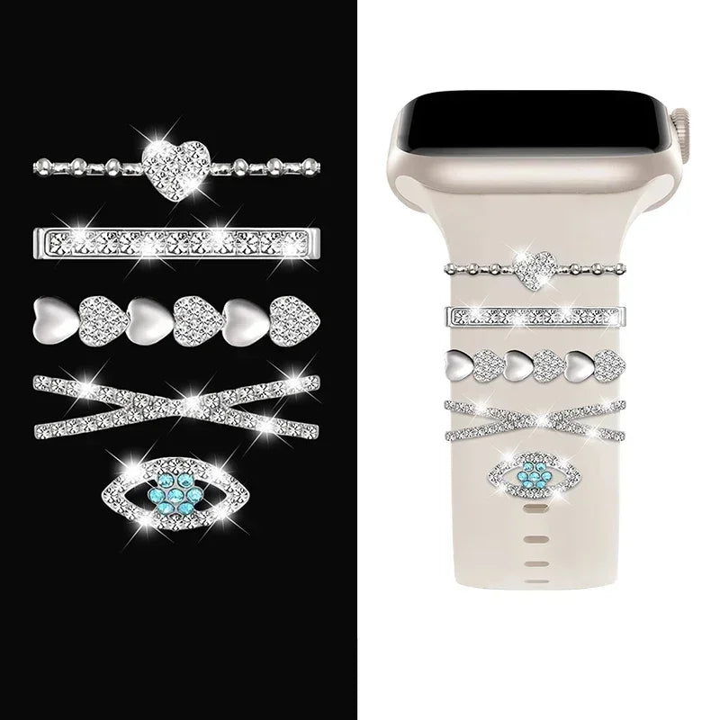 Decoration For Apple Watch Ultra 2 band 10 9 8 7 Diamond Jewelry Charms Accessories samsung Huawei watch band 20 22mm band