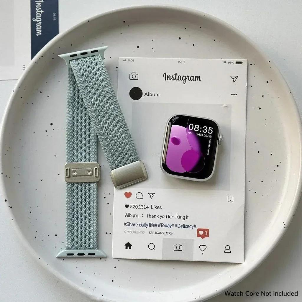 Cartoon Braid Nylon Magnetic Buckle band For Apple Watch Series 10 40mm 41mm 42mm 44mm 45mm 46mm For Apple Watch 10 9 8 6 5 4