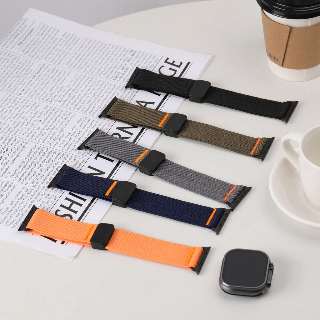 Nylon loop For Apple Watch Ultra 2 3 band 49mm 44mm 46mm 42mm 45mm magnetic band correa Apple Watch Series 10 9 8 7 11 3 SE band