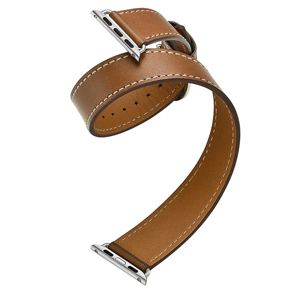 Double Tour band for Apple Watch band 45mm 41mm 44mm 40mm 42mm 38mm 49mm Leather band Apple Watch Series 5 3 SE 6 7 8 9 Ultra 2