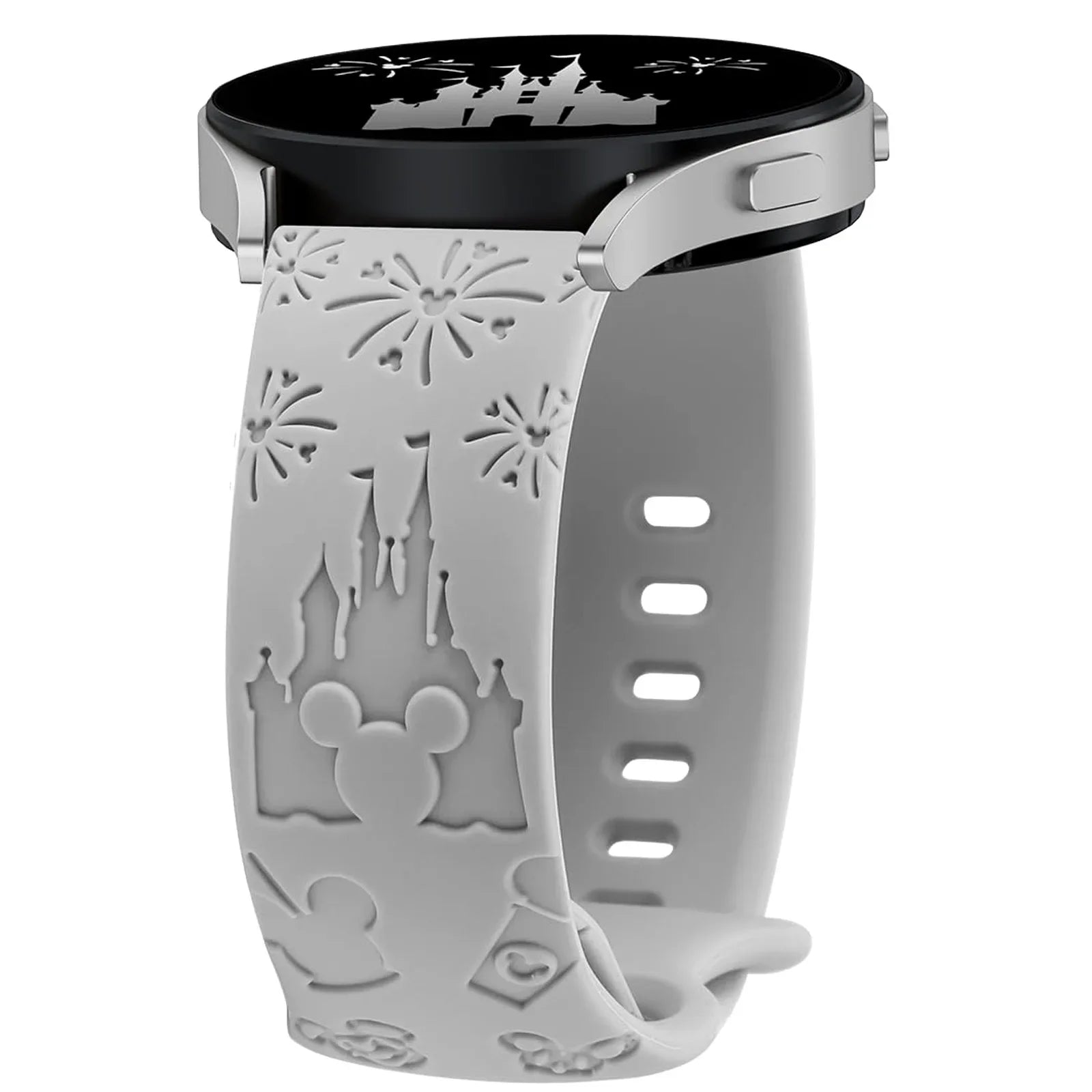 20mm Castle Floral Engraved Band for Samsung Galaxy Watch 7 6 5 4 40/44mm Silicone Cute Strap for Watch 6Classic 47mm 5Pro 45mm