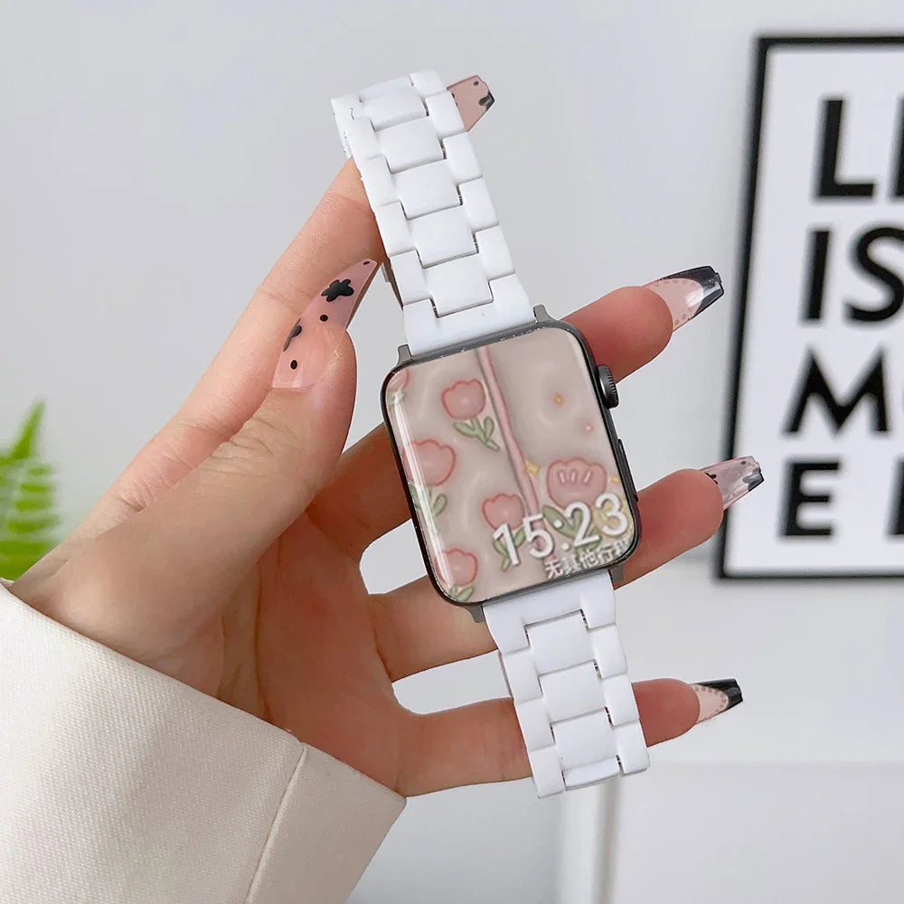 Resin Watch band for Apple Watch 44mm band 42mm 38mm correa watch band for Apple Watch Series 10 8 7 6 SE 5 4 40mm 41mm 45mm 49mm Ultra