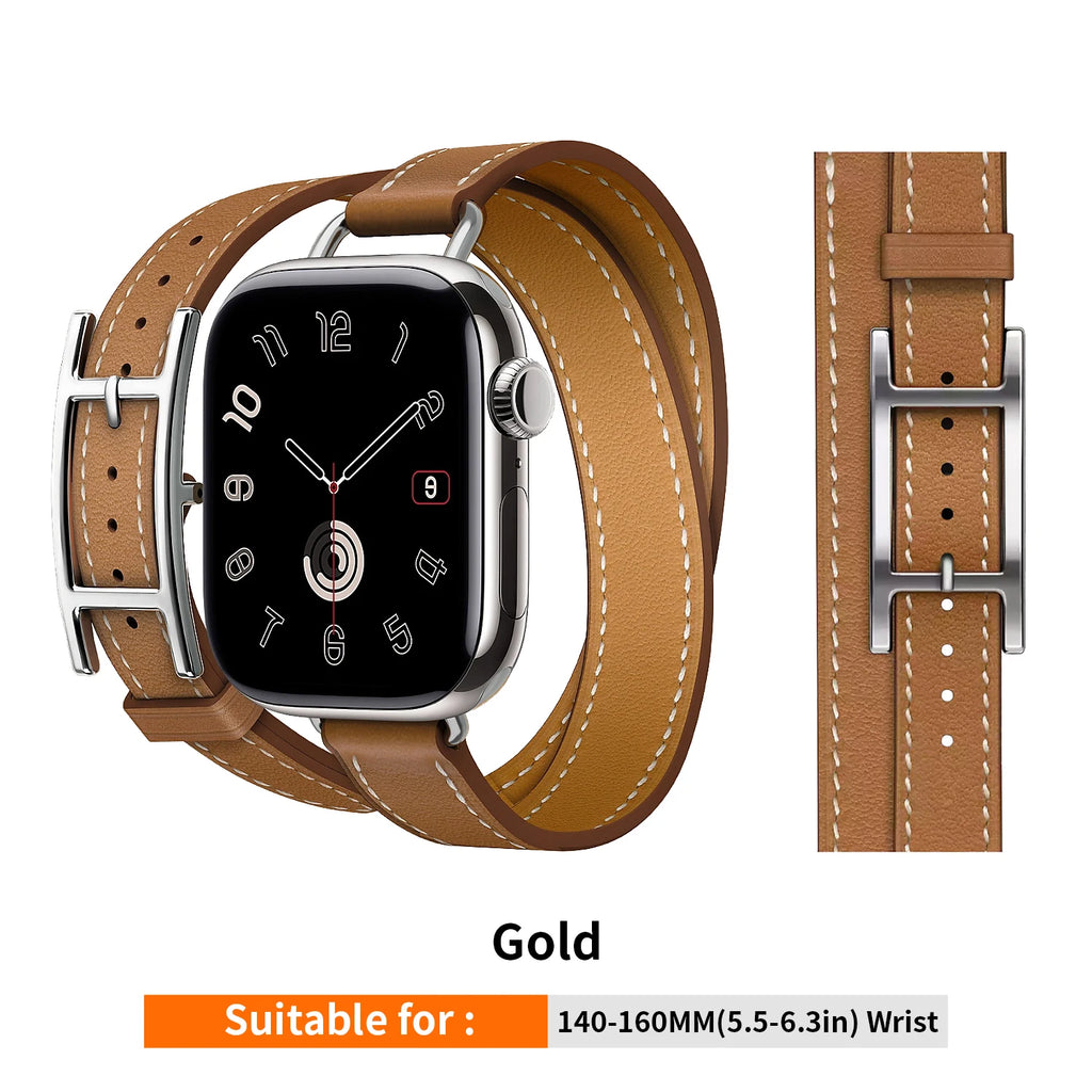 New 2025 Hapi Attelage Double Tour band For Apple Watch band Series 11 10 9 8 7 SE 3 Apple Watch Ultra 3 2 H Buckle Belt 42mm 46mm