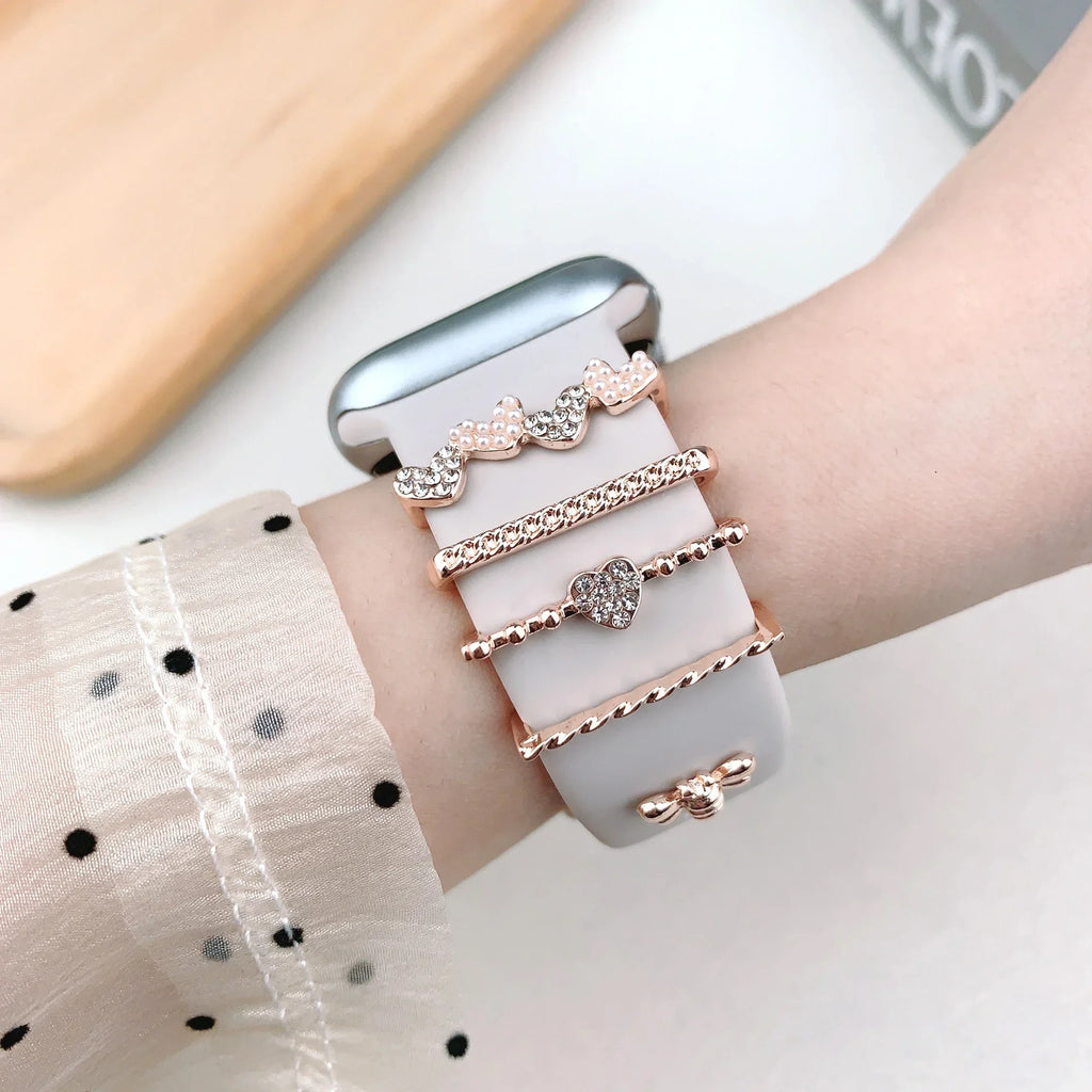 Decoration For Apple Watch Ultra 2 band 10 9 8 7 Diamond Jewelry Charms Accessories samsung Huawei watch band 20 22mm band