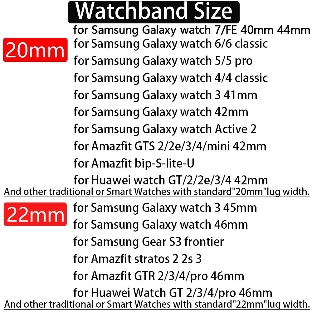 20mm 22mm Straps For Samsung Galaxy watch 4/5/6/7/FE/Pro/Classic/Active 2/Gear S3 44mm 40mm bracelet correa HUAWEI GT 2E/3 Band