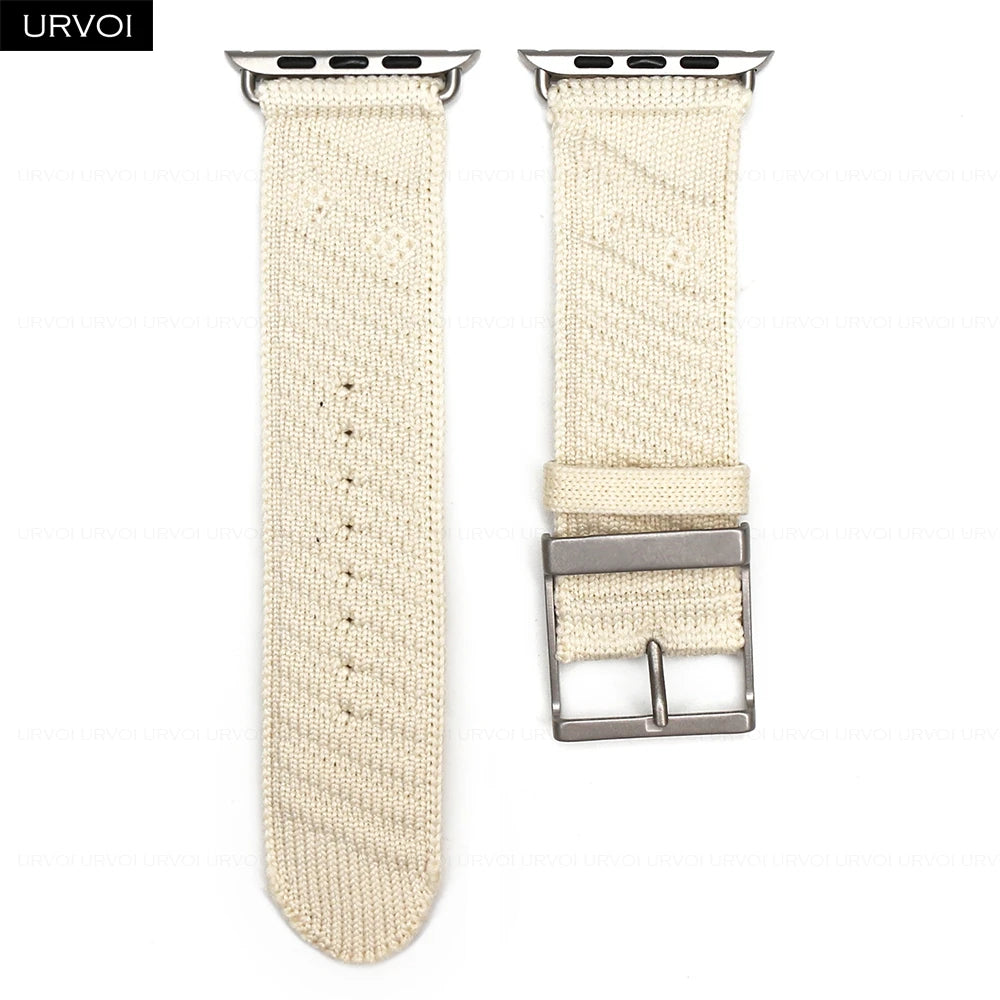 URVOI En Mer band for Apple Watch Ultra 3 2 Series 11 Sport band Orange Gris Titane ocean waves pattern Polyamide Custom Buckle