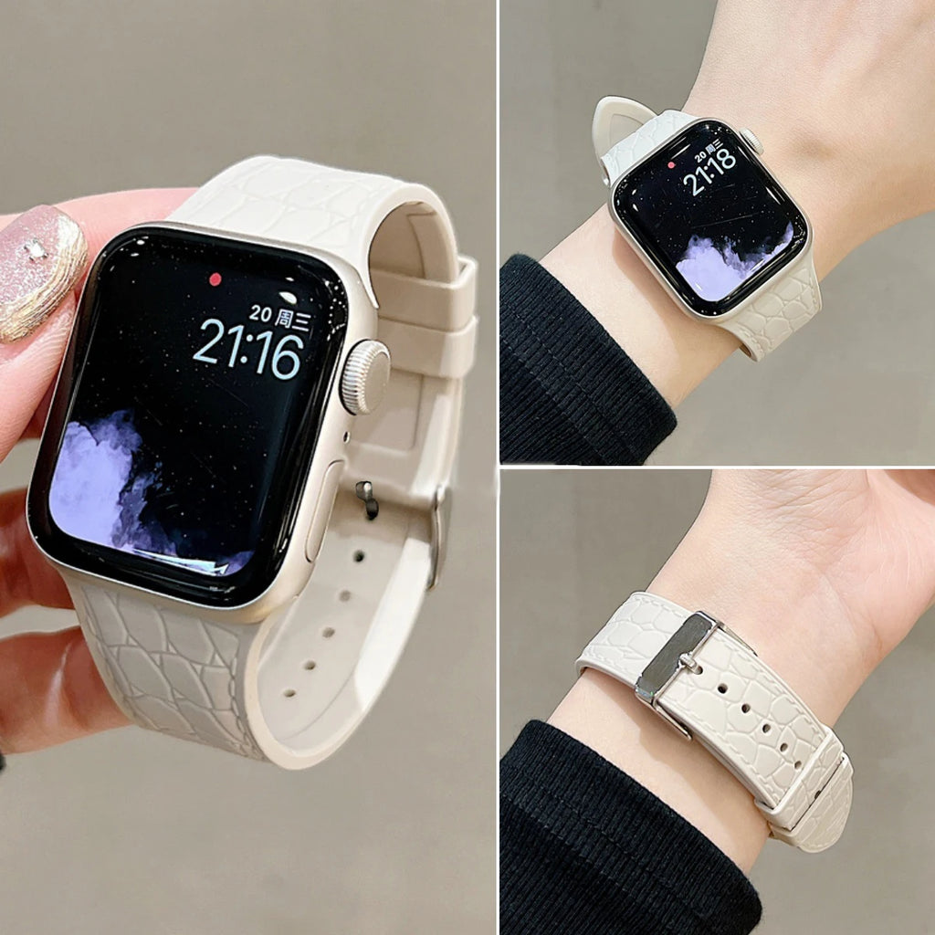 Silicone band for Apple Watch band 46mm 40mm 44mm 41mm 45mm 42mm band Correa Apple Watch Series 10 SE 9 8 7 6 5 3 Ultra 2 49mm