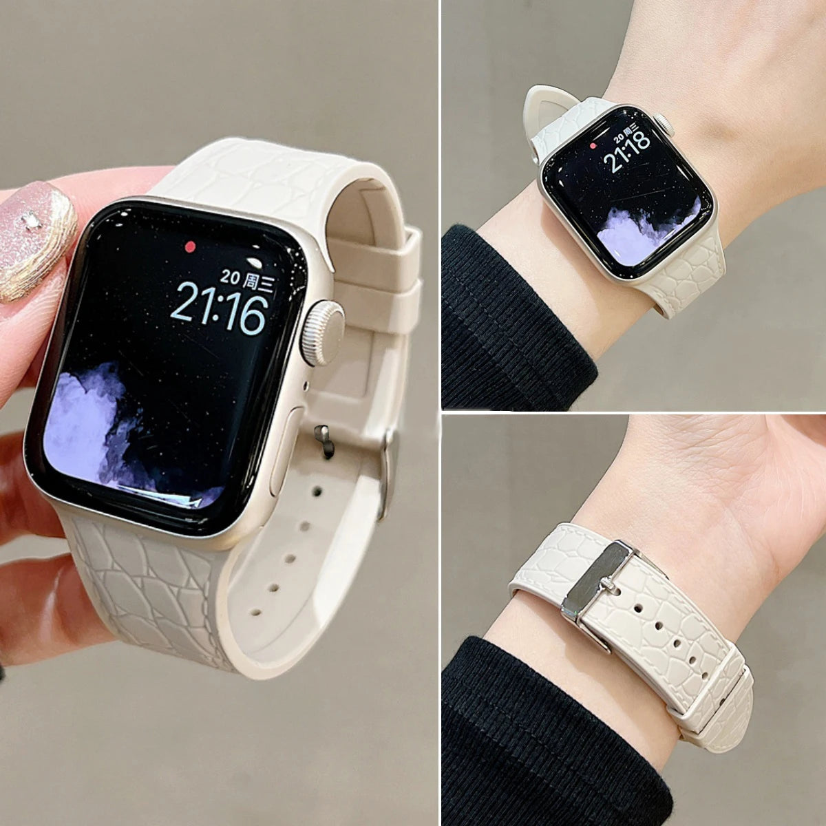 Silicone band for Apple Watch band 46mm 40mm 44mm 41mm 45mm 42mm band Correa Apple Watch Series 10 SE 9 8 7 6 5 3 Ultra 2 49mm