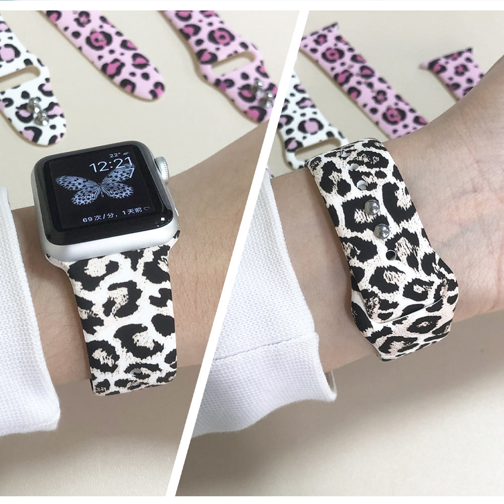 Leopard Printing band for Apple Watch band Ultra 2 49mm 44mm 40mm 41mm 45mm 38mm 42mm for Apple Watch 9 8 7 6 SE 5 4 Women Silicone band