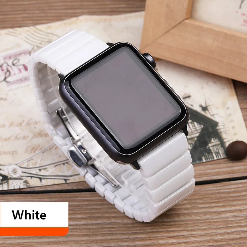 Ceramic band for Apple Watch band 44mm 40mm 45mm 49mm 42mm 38mm Stainless steel butterfly band Apple Watch Series 6 3 7 8 SE Ultra