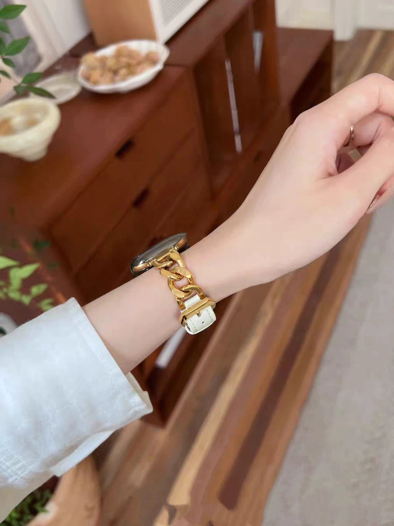 Metal link Elegant Slim Leather loop for Apple Watch band For Women Correa Thin for Apple Watch band