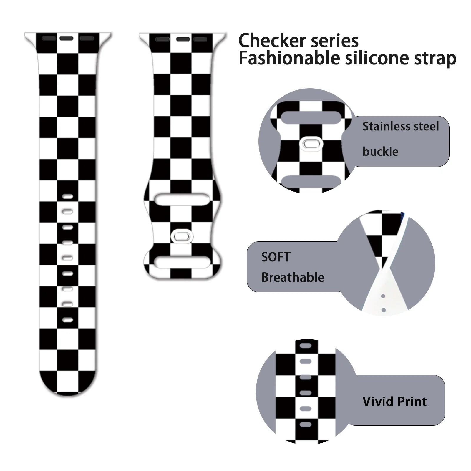 Lattice Printed band for Apple Watch 10 9 8 7 SE Silicone band Replaceable band for Apple Watch 46mm 44mm 42mm 41mm Watchband