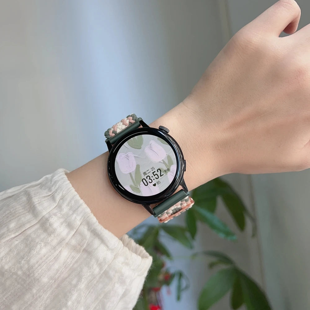 Band For Samsung Galaxy Watch 7 FE 5 Pro 4 6 classic 44mm 40mm Nylon Braided sport bracelet correa Galaxy Watch 7 Strap