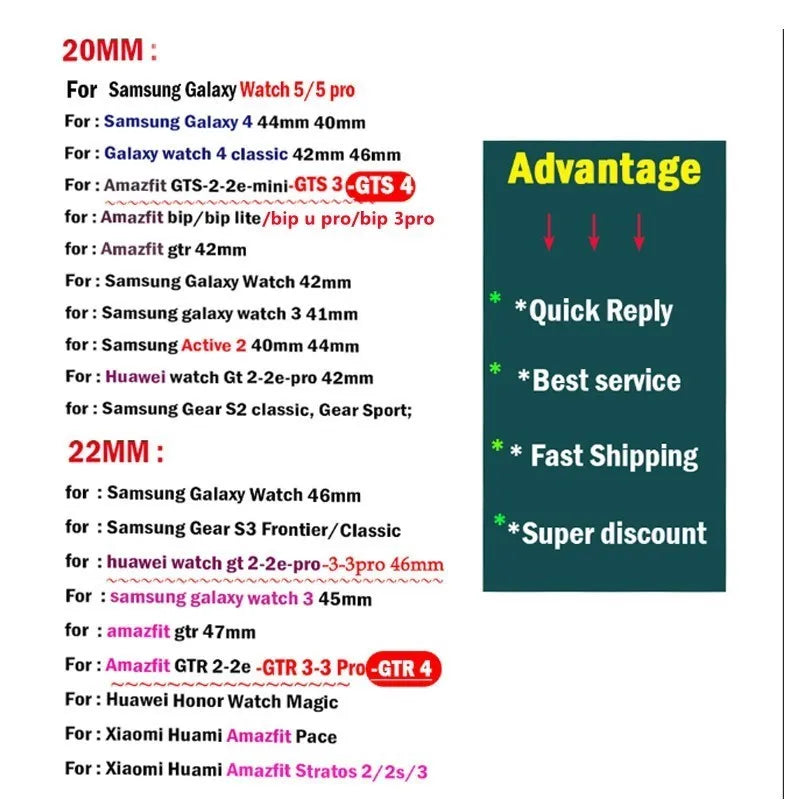 Nylon loop For Samsung Galaxy Watch 6 5 Pro/4/classic/gear s3 frontier/active Sport Bracelet Huawei watch gt2 3 22mm 20mm Strap