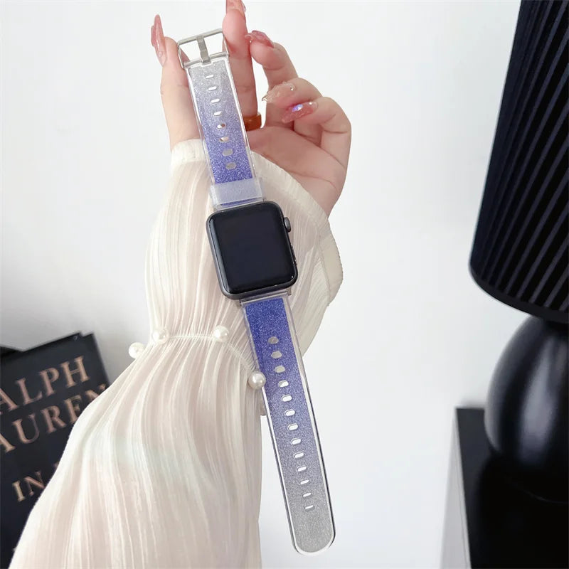 Bling Transparent band for Apple Watch Ultra 2 band 49mm 45mm 41mm 44mm 40mm 46mm Silicone band Apple Watch Series 10 9 8 7 6 5 SE