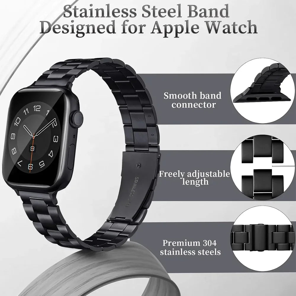bands for Apple Watch band 10 46mm 44mm 45mm 40mm 42mm 41mm Slim Stainless steel band Ultra 49mm Apple Watch Series 9 8 7 6 SE 5 4