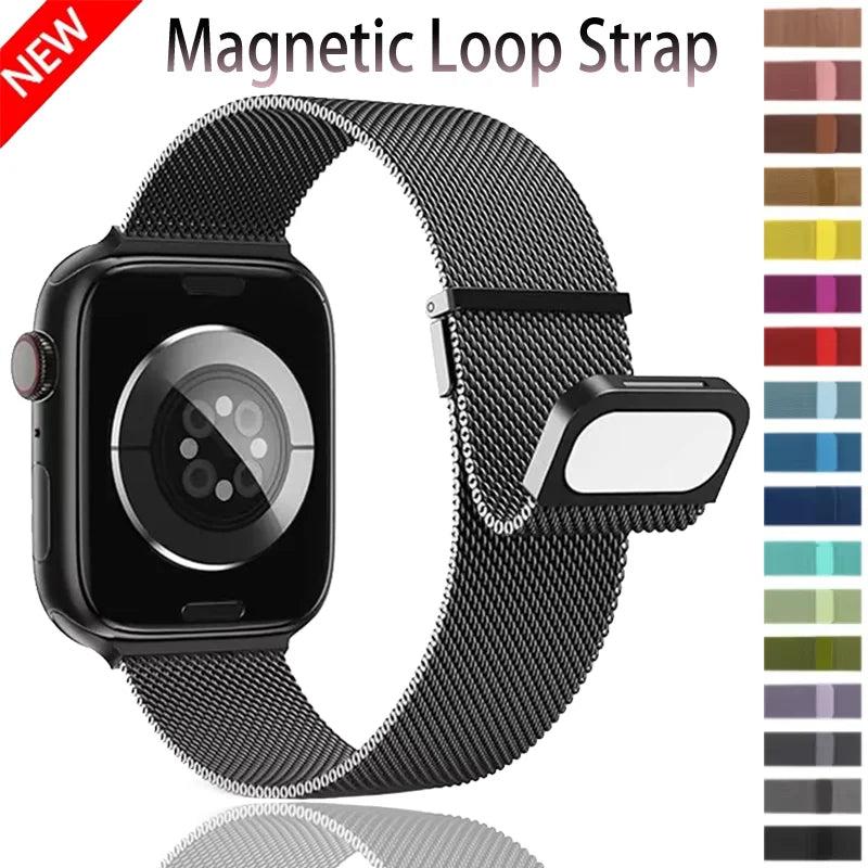 Milanese Loop band For Apple Watch Ultra 2 49mm 11 10 9 8 7 6 5 4 SE Magnetic Buckle Wristband Apple Watch 46mm 42mm 45mm 41mm 44mm 40mm