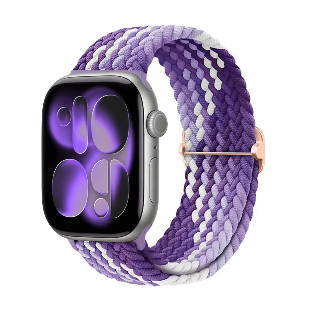 Braided band For Apple Watch band 44mm 45mm 49mm 46mm 40mm 41mm 38mm Elastic Adjustable Nylon band Apple Watch Series 11 10 9 8 SE 7 Ultra3