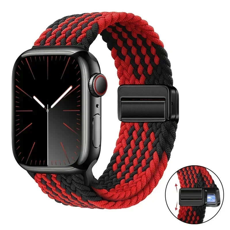 Magnetic Braided band For Apple Watch band 46mm 42mm 45mm 41mm 44mm 40mm Ultra 2 49mm Nylon band Apple Watch 10 9 8 7 6 5 4 SE