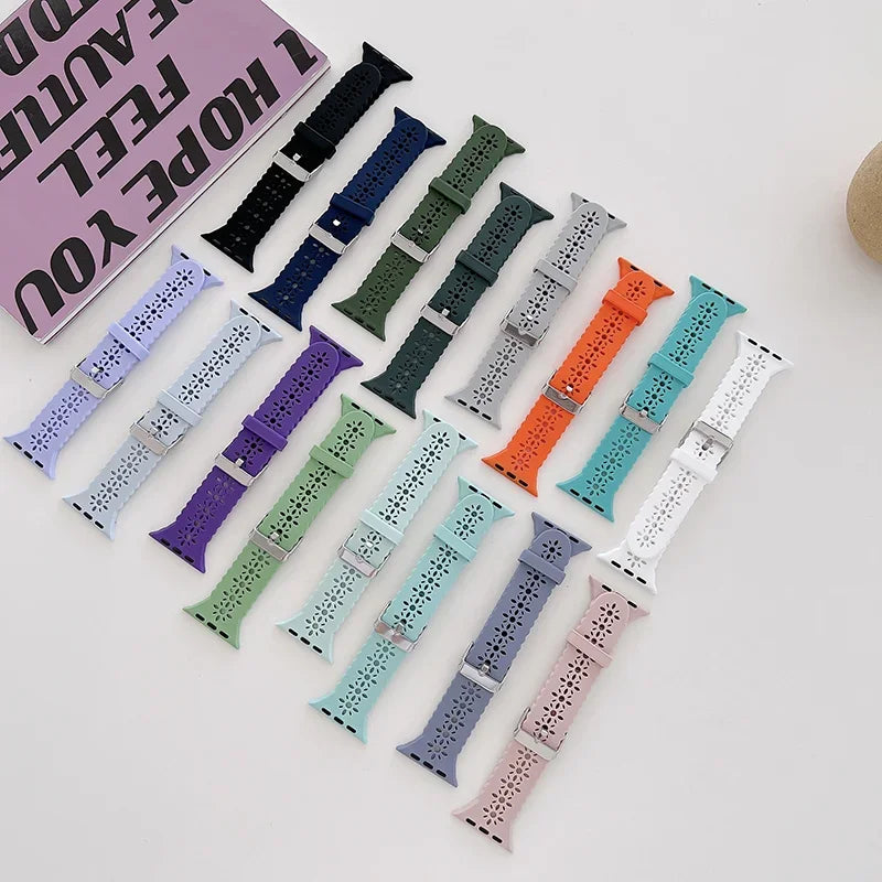 Silicone band For Apple Watch 44mm 40mm 38mm 42mm Ultra 2 49mm Sport band Apple Watch Series 9 7 8 6 SE 5 4 3 41mm 45mm band