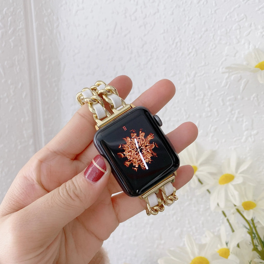 Women metal band for Apple Watch band 10 9 8 Ultra 46mm 42mm 49mm 7 SE 6 5 41mm 45mm 44mm 40mm Lady Gold Steel band Wristband