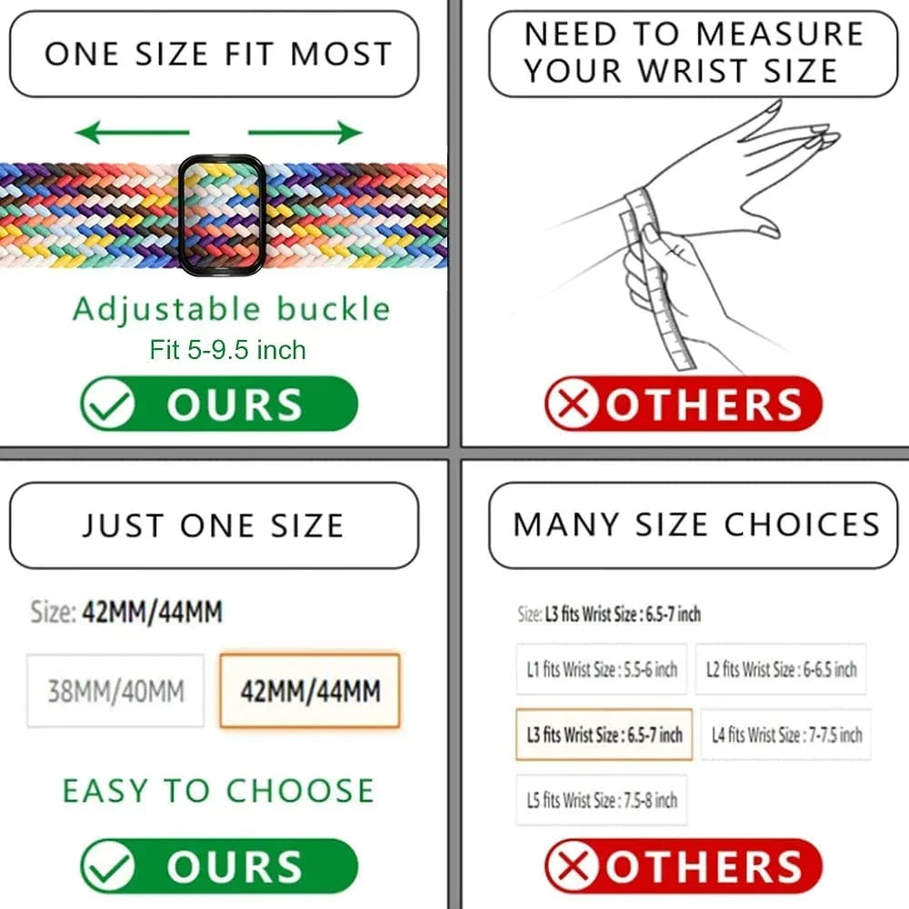 Braided Nylon band For Apple Watch Ultra 49mm 46mm 45mm 44mm 42mm 41mm 40mm Elastic band Apple Watch 11 10 9 8 7 SE 4 5 6 Belt