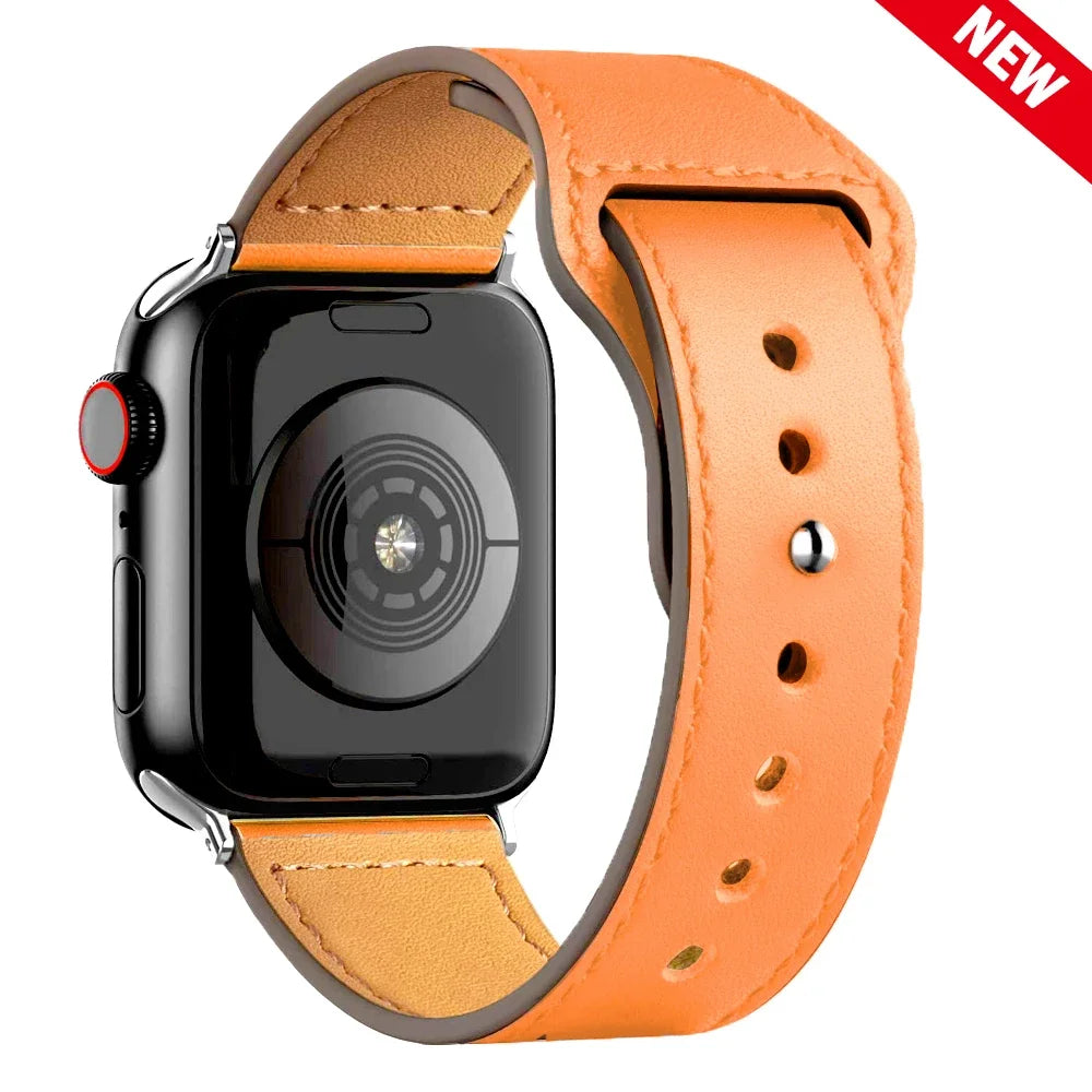 Leather band For Apple Watch Ultra 2 49mm 44mm 40mm 41mm 45mm 38mm 42mm wrist band for Apple Watch Series 9 8 7 3 4 5 6 se