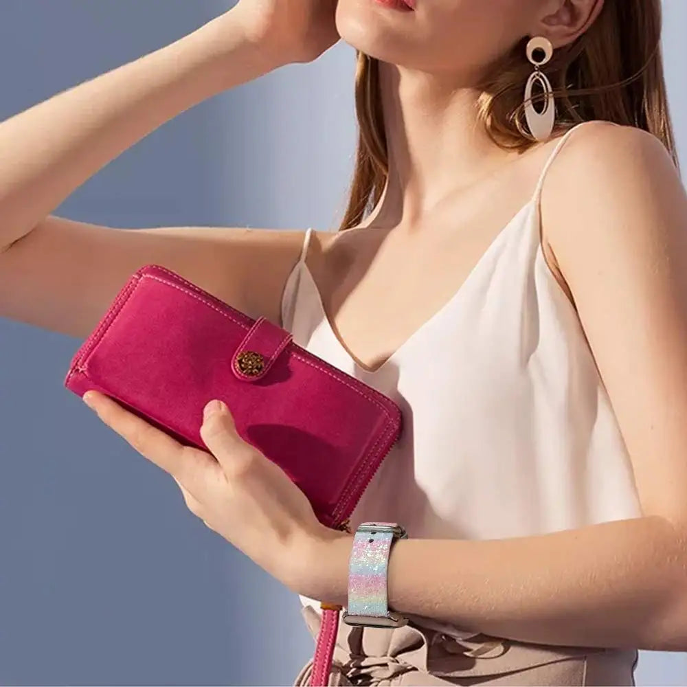 Leather band for Apple Watch band Ultra 49mm 38mm 40mm Women 42mm 44mm 41mm 45mm Glitter band i Watch Series 7 8 6 5 4 3 2