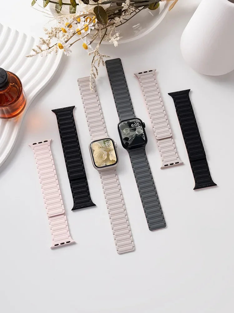 Silicone band for Apple Watch 46mm 42mm 49mm 45mm 41mm 44mm 40mm Magnetic band for Apple Watch Ultra 2 Series 10 9 8 7 6 SE 5 4 3